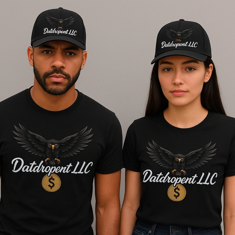 OG Limited Edition DATDROPENTLLC Black T-Shirt and Cap Set with Eagle Design